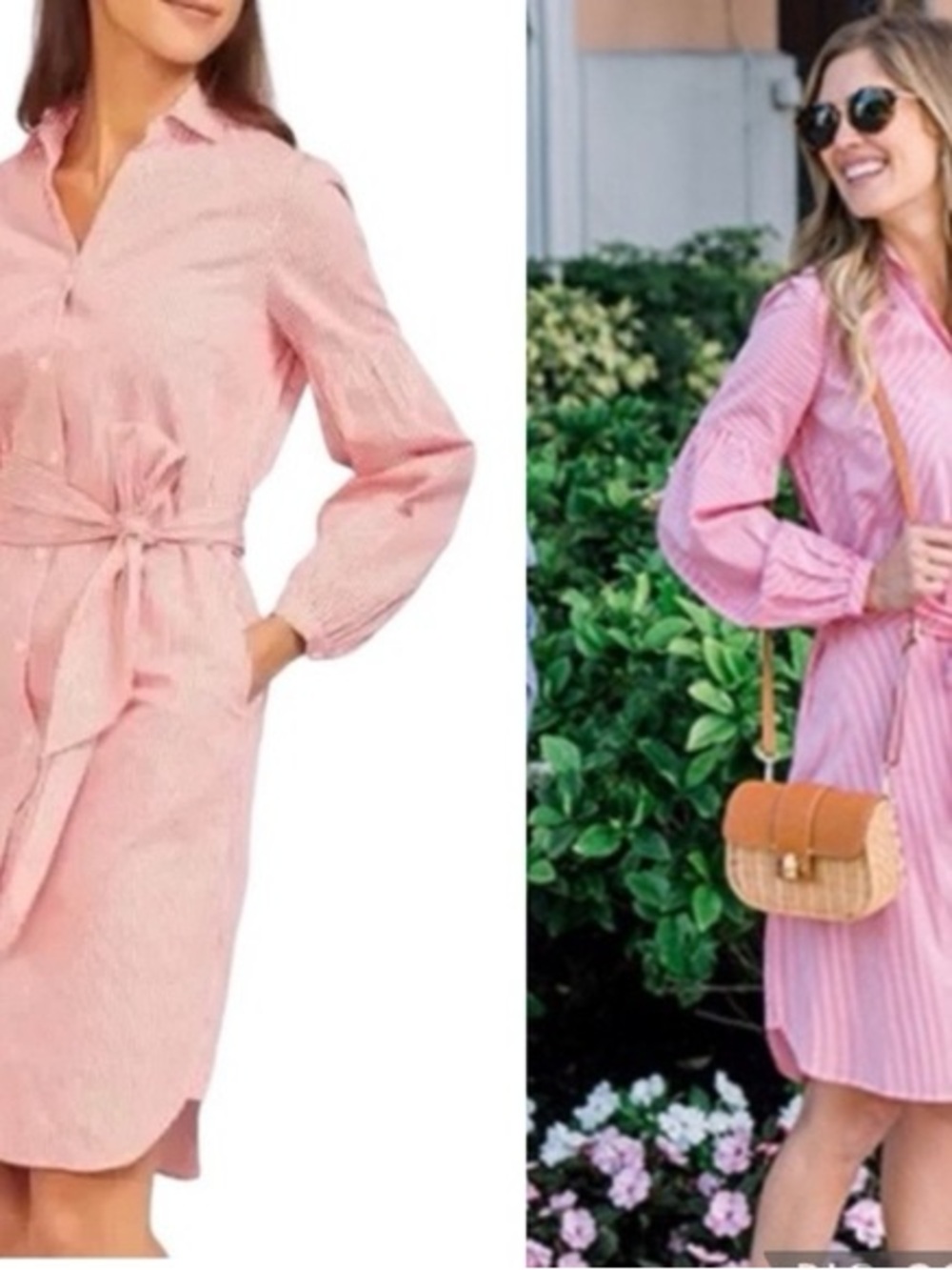 J. McLaughlin Striped Shirt Dress with Tie Waist